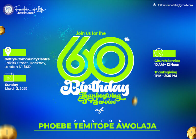 60th BIRTHDAY THANKSGIVING SERVICE